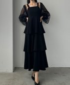 【ジュノア/JUNOAH】のLouere ジョーゼット生地フリルティアードキャミワンピース ブラック|ID: prp329100004599694 ipo3291000000032697711