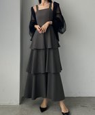 【ジュノア/JUNOAH】のLouere ジョーゼット生地フリルティアードキャミワンピース チャコール|ID: prp329100004599694 ipo3291000000032697713