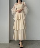 【ジュノア/JUNOAH】のLouere ジョーゼット生地フリルティアードキャミワンピース ライトベージュ|ID: prp329100004599694 ipo3291000000032697716