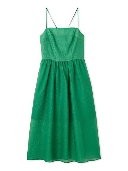 【スナイデル/SNIDEL】のジャガードキャミワンピース インテリア・キッズ・メンズ・レディースファッション・服の通販 founy(ファニー) 　ファッション　Fashion　レディースファッション　Fashion for Women　ワンピース　Dresses　キャミソールワンピース　Camisole Dresses　おすすめ　Recommended / Our Picks　エレガント 上品　Elegant　キャミワンピース　Cami Dress, Slip Dress　スカーフ　Scarf, Neckwear　ターバン　Turban, Headband　フラワー　Flower, Floral　フレア　Flare, Flared　ラップ　Wrap, Wrap Design　リボン　Ribbon, Bow　春　Spring　無地　Plain, Solid Color　GRN[024]|ID: prp329100004599728 ipo3291000000032697944