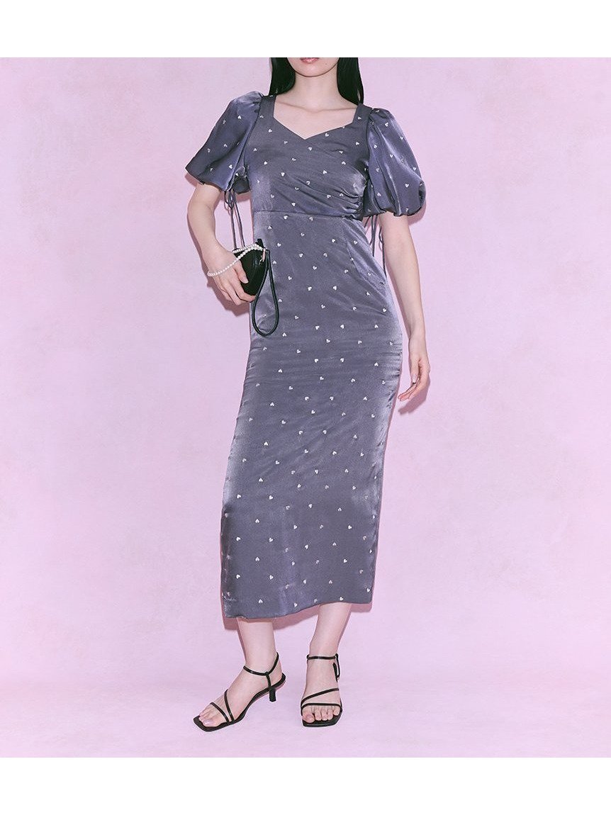 【フレイ アイディー/FRAY I.D】のハートエンブロイダリーワンピース インテリア・キッズ・メンズ・レディースファッション・服の通販 founy(ファニー) 　雑誌掲載アイテム　Magazine Picks & Fashion Features　ファッション雑誌　Fashion Magazines　ビジンヒャッカ　美人百花　ファッション　Fashion　レディースファッション　Fashion for Women　ワンピース　Dresses　春　Spring　コンパクト　Compact, Small Size　3月号　March Issue　シャーリング　Shirring, Ruched　シルバー　Silver, Metallic Silver　ストライプ　Stripe, Striped Pattern　スリーブ　Sleeve, Long Sleeve / Short Sleeve　雑誌　Magazine, Fashion Magazine　トレンド　Trend, Trending Now　ドレープ　Drape, Draping Fabric　フィット　Fit, Slim Fit　フロント　Front, Front Design　モチーフ　Motif, Design Theme　ランダム　Random, Irregular　エレガント 上品　Elegant　GRY[006]|ID: prp329100004599735 ipo3291000000032698009