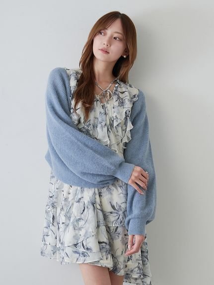 【スナイデル/SNIDEL】のSustainableプリントフリルミニワンピース 人気、トレンドファッション・服の通販 founy(ファニー) 　ファッション　Fashion　レディースファッション　Fashion for Women　ワンピース　Dresses　インナー　Innerwear　オレンジ　Orange　カラフル　Colorful Design　キャミソール　Camisole, Spaghetti Strap Top　今季　This Season, Current Season　シフォン　Chiffon, Lightweight Fabric　ショルダー　Shoulder, Shoulder Strap　スリーブ　Sleeve, Long Sleeve / Short Sleeve　長袖　Long Sleeve, Full Sleeve　フェミニン　Feminine, Girly　フリル　Frill, Ruffle　プリント　Print, Printed Pattern　ボタニカル　Botanical, Floral Pattern　ミックス　Mix, Mixed Style　モチーフ　Motif, Design Theme　無地　Plain, Solid Color　リボン　Ribbon, Bow　ロング　Long, Long-Length　おすすめ　Recommended / Our Picks　 other-1|ID: prp329100004599757 ipo3291000000033107687
