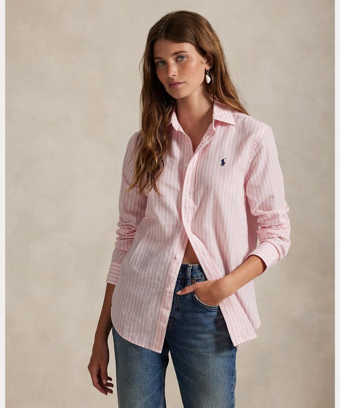 【ラルフローレン/RALPH LAUREN】のクラシック フィット ストライプド コットンリネン シャツ インテリア・キッズ・メンズ・レディースファッション・服の通販 founy(ファニー) https://founy.com/ ファッション Fashion レディースファッション Ladies' Fashion Online トップス・カットソー Tops/Tshirt シャツ/ブラウス Shirts/Blouses カフス Cuffs クラシック Classic ストライプ Stripe ストレート Straight フィット Fit プリーツ Pleats ボックス Box ヨーク Yoke ラウンド Round リネン Linen 長袖 Long Sleeve |ID: prp329100004599765 ipo3291000000032698202