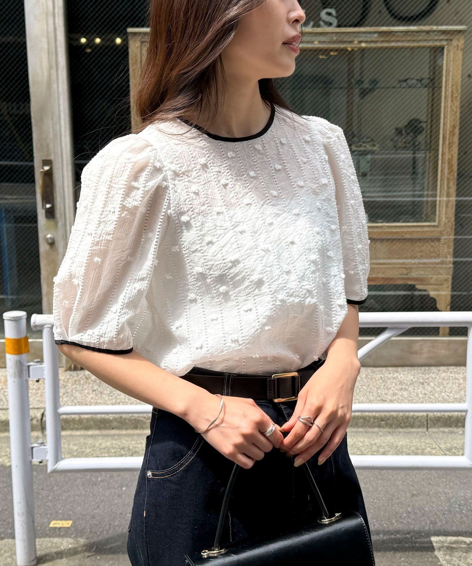 【その他のブランド/Other】のシアージャガードパイピング半袖ブラウス インテリア・キッズ・メンズ・レディースファッション・服の通販 founy(ファニー) 　ファッション　Fashion　レディースファッション　Ladies' Fashion Online　トップス・カットソー　Tops/Tshirt　シャツ/ブラウス　Shirts/Blouses　2025年　2025　2025春夏・S/S　Ss,Spring/Summer,2025　イエロー　Yellow　カットソー　Cut And Sew　シアー　Sheer　ドット　Dot　パイピング　Piping　人気　Popularity　半袖　Short Sleeve　夏　Summer　春　Spring　オフホワイト|ID: prp329100004599787 ipo3291000000032698407