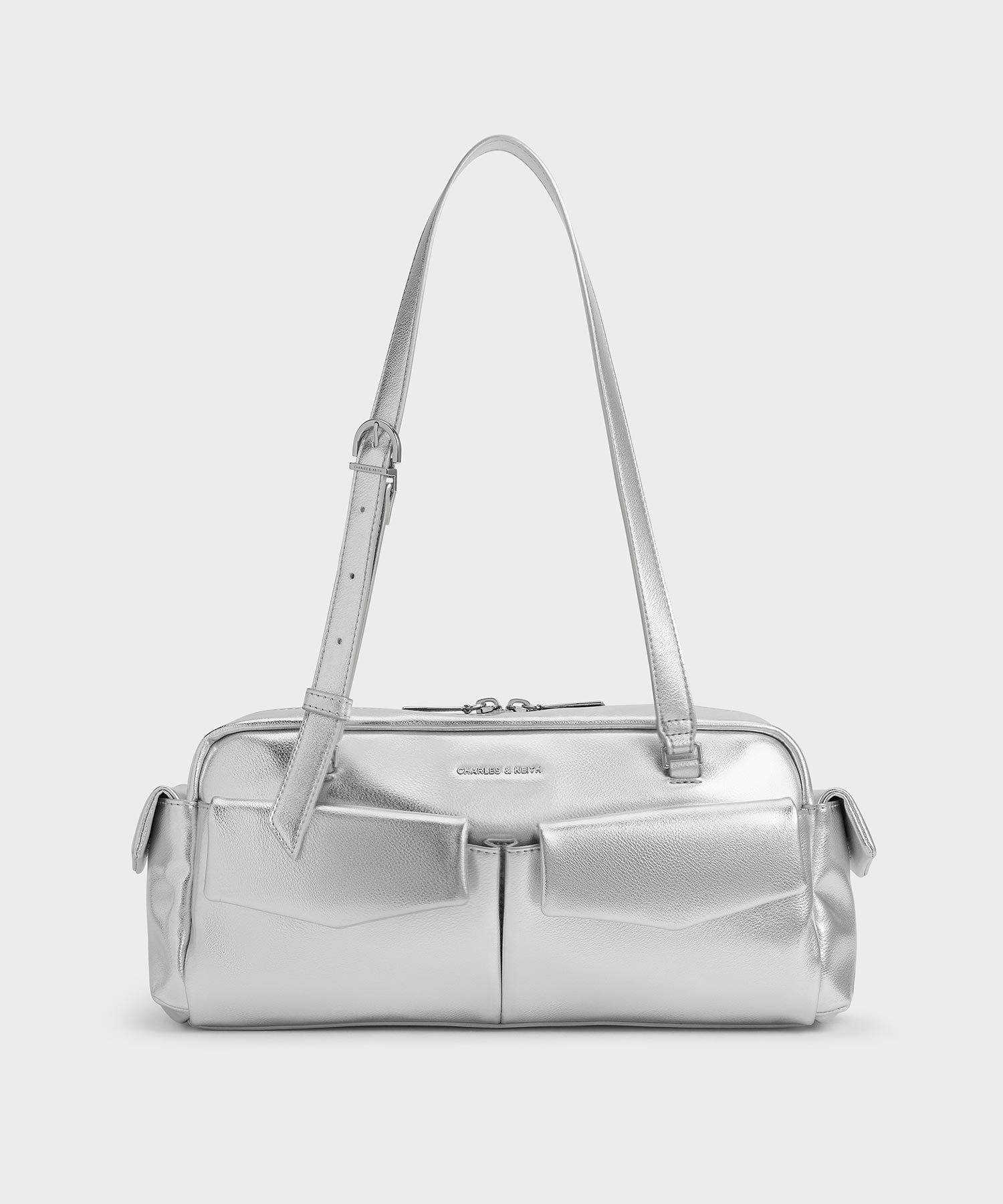 【チャールズ アンド キース/CHARLES & KEITH】のRachel レイチェル イロンゲイテッドマルチポケットショルダーバッグ インテリア・キッズ・メンズ・レディースファッション・服の通販 founy(ファニー) 　ファッション　Fashion　レディースファッション　Fashion for Women　バッグ　Bags　セパレート　Separate, Two-Piece　フロント　Front, Front Design　ポケット　Pocket, Pocket Detail　今季　This Season, Current Season　Silver|ID: prp329100004599803 ipo3291000000034111665