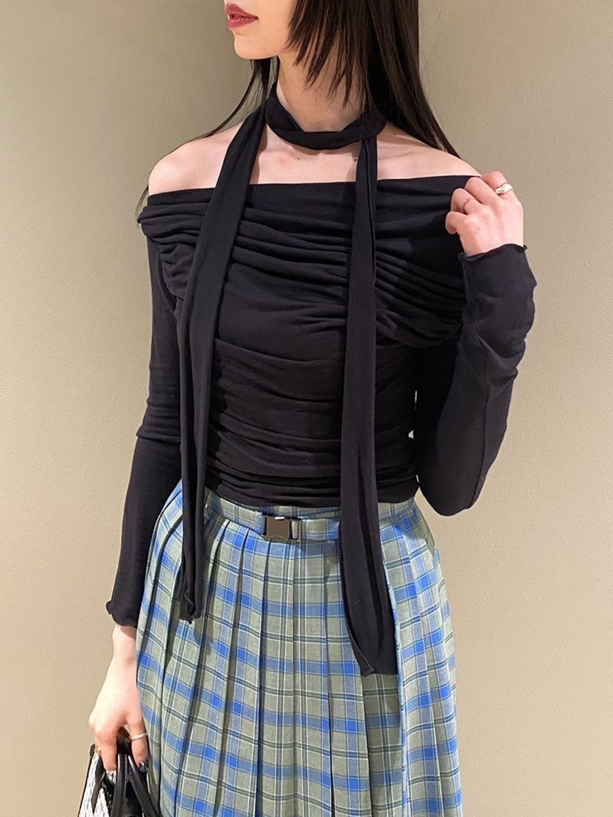 【ファーファー/FURFUR】のドレープアシメトップス インテリア・キッズ・メンズ・レディースファッション・服の通販 founy(ファニー) 　ファッション　Fashion　レディースファッション　Ladies' Fashion Online　トップス・カットソー　Tops/Tshirt　ドレープ　Drape　エレガント 上品　Elegant　BLK[009]|ID: prp329100004599838 ipo3291000000032698962