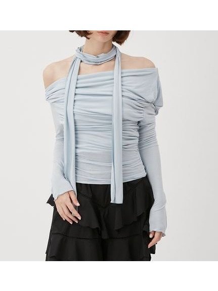 【ファーファー/FURFUR】のドレープアシメトップス インテリア・キッズ・メンズ・レディースファッション・服の通販 founy(ファニー) 　ファッション　Fashion　レディースファッション　Ladies' Fashion Online　トップス・カットソー　Tops/Tshirt　ドレープ　Drape　エレガント 上品　Elegant　LBLU[081]|ID: prp329100004599838 ipo3291000000032698966
