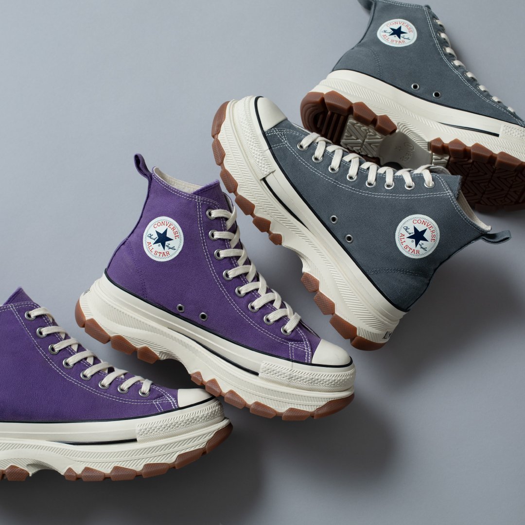 【コンバース/CONVERSE】の【CONVERSE 公式】ALL STAR TREKWAVE FADEDCANVAS HI / 【コンバース 公式】オールスター トレックウエーブ フェイデッドキャンバス HI 厚底 ハイカット インテリア・キッズ・メンズ・レディースファッション・服の通販 founy(ファニー) 　ファッション　Fashion　レディースファッション　Ladies' Fashion Online　インソール　Insole　クッション　Cushion　シューズ　Shoes　フォーム　Form　ブリーチ　Bleach　メタル　Metal　ラバー　Rubber　レース　Race　厚底　Platforms　定番　Standard　ロイヤルパープル|ID: prp329100004599840 ipo3291000000032698970