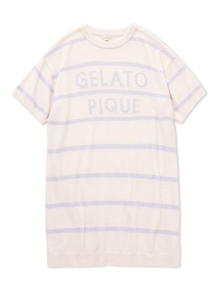 【ジェラート ピケ/gelato pique】のスムーズィーロゴジャガードワンピース インテリア・キッズ・メンズ・レディースファッション・服の通販 founy(ファニー) 　ファッション　Fashion　レディースファッション　Ladies' Fashion Online　ワンピース　Dress　おすすめ　Recommend　なめらか　Smooth　ギフト プレゼント　Gift Present　ボーダー　Border　リラックス　Relax　半袖　Short Sleeve　春　Spring　PNK[066]|ID: prp329100004599850 ipo3291000000032699038
