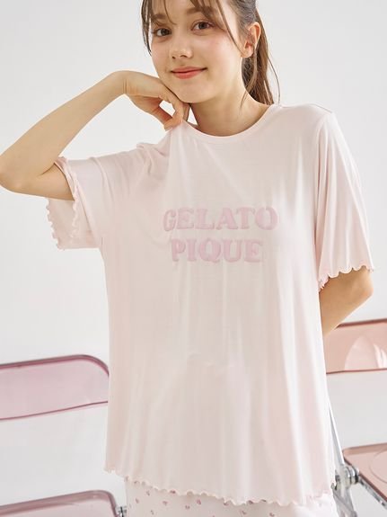 【ジェラート ピケ/gelato pique】の【接触冷感】ロゴメローTシャツ インテリア・キッズ・メンズ・レディースファッション・服の通販 founy(ファニー) 　ファッション　Fashion　レディースファッション　Ladies' Fashion Online　トップス・カットソー　Tops/Tshirt　シャツ/ブラウス　Shirts/Blouses　ロング / Tシャツ　T-Shirts　イエロー　Yellow　パープル　Purple　プリント　Print　ロング　Long　夏　Summer　PNK[066]|ID: prp329100004599854 ipo3291000000032699099