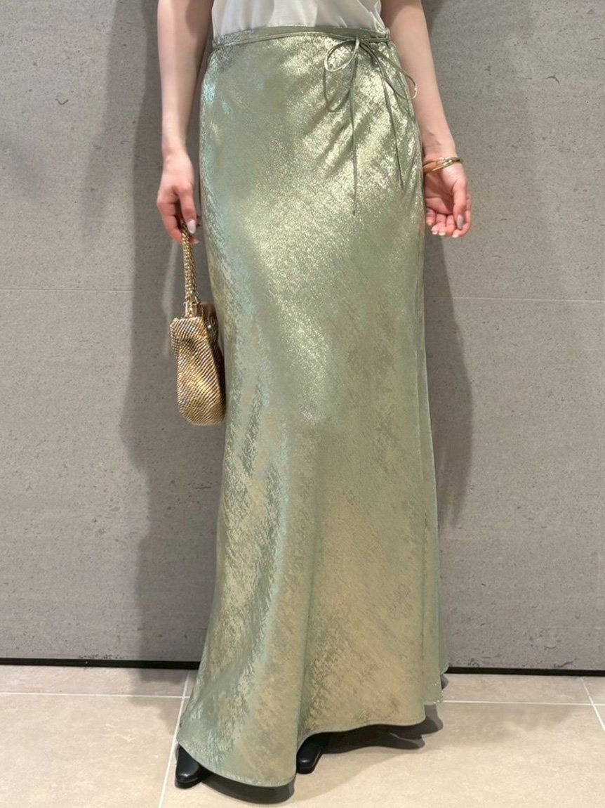 【リリーブラウン/Lily Brown】のバイヤスナロースカート インテリア・キッズ・メンズ・レディースファッション・服の通販 founy(ファニー) 　ファッション　Fashion　レディースファッション　Fashion for Women　スカート　Skirts　とろみ　Fluid, Flowy Fabric　バイアス　Bias, Diagonal Cut　リボン　Ribbon, Bow　GRN[024]|ID: prp329100004599856 ipo3291000000032699131