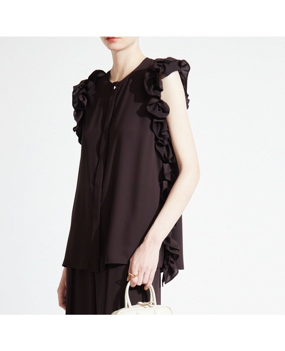 【ティアラ/Tiara】のサイドフリルブラウス 人気、トレンドファッション・服の通販 founy(ファニー) 　ファッション　Fashion　レディースファッション　Ladies' Fashion Online　トップス・カットソー　Tops/Tshirt　シャツ/ブラウス　Shirts/Blouses　サテン　Satin　ドレープ　Drape　ノースリーブ　No Sleeve　フリル　Frills　夏　Summer　 other-1|ID: prp329100004599862 ipo3291000000032699202