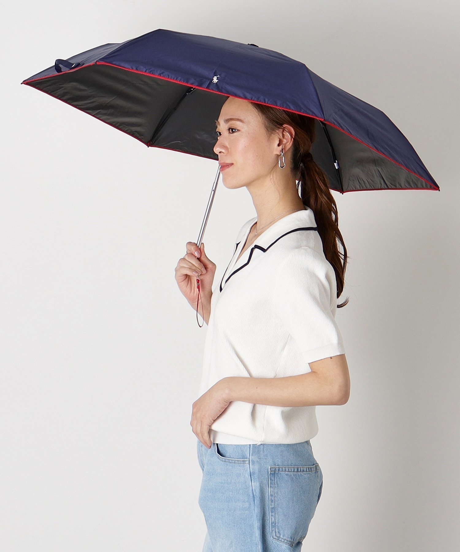 【ムーンバット/MOONBAT】のPOLO RALPH LAUREN/晴雨兼用日傘 無地 遮熱 遮光 インテリア・キッズ・メンズ・レディースファッション・服の通販 founy(ファニー) 　ファッション　Fashion　レディースファッション　Fashion for Women　レイングッズ・傘・晴雨兼用傘　Umbrellas & Rain Gear　アイビー　Ivy Pattern　コンパクト　Compact, Small Size　傘　Umbrella, Parasol　シンプル　Simple, Minimal　スマート　Smart, Elegant　ニューヨーク　New York, NYC Style　バランス　Balance, Style Balance　日傘　Parasol, UV Umbrella　無地　Plain, Solid Color　おすすめ　Recommended / Our Picks　ディープブルー|ID: prp329100004599863 ipo3291000000032738607