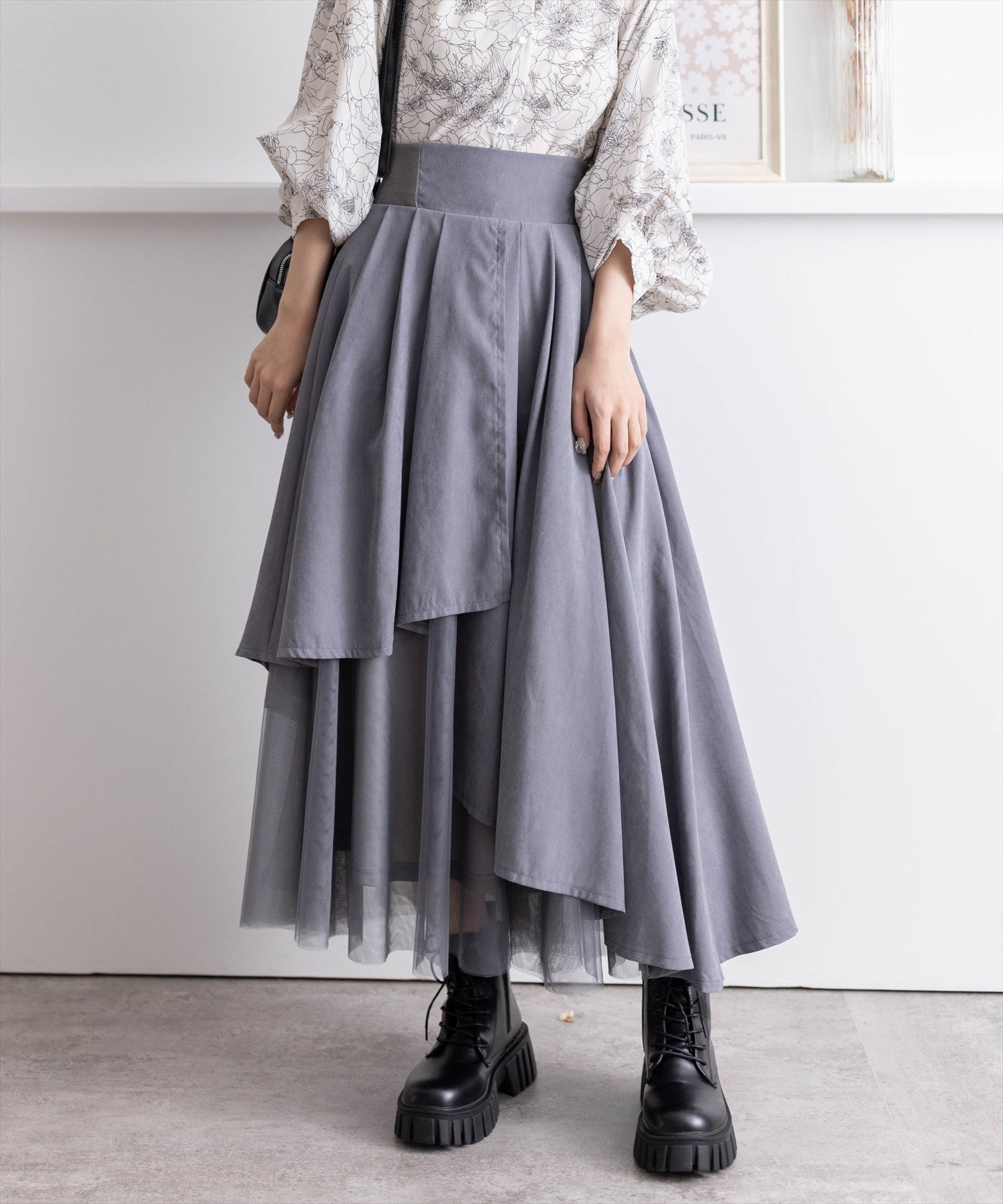 【クリア/clear】のピーチ起毛チュールドッキングアシンメトリースカート インテリア・キッズ・メンズ・レディースファッション・服の通販 founy(ファニー) 　ファッション　Fashion　レディースファッション　Ladies' Fashion Online　スカート　Skirt　おすすめ　Recommend　チュール　Tulle　トレンド　Trend　ドッキング　Docking　ピーチ　Peach　フェミニン　Feminine　フレア　Flare　GY|ID: prp329100004599871 ipo3291000000032699276