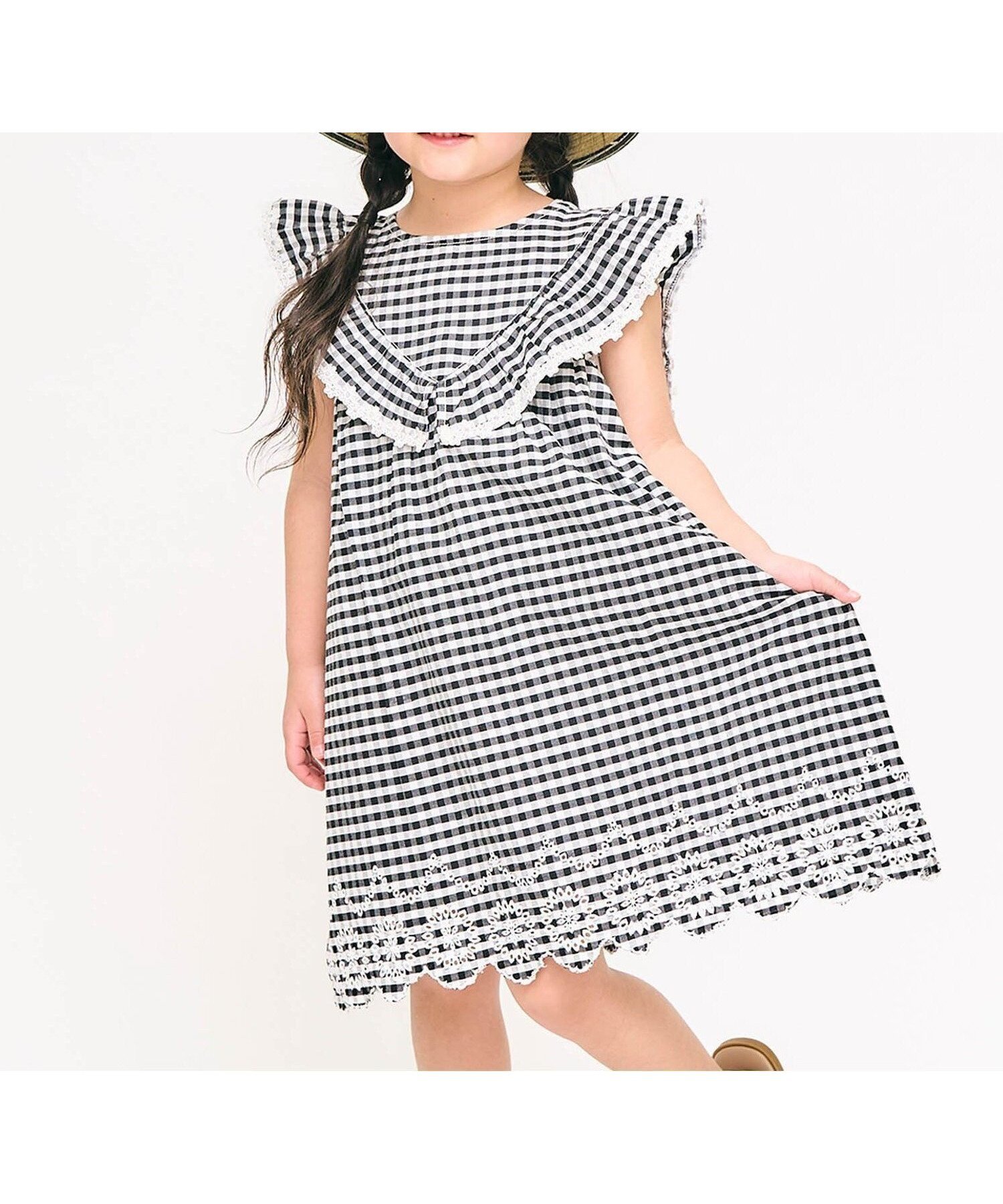 【その他のブランド/Other】のヨークフリルレースワンピース インテリア・キッズ・メンズ・レディースファッション・服の通販 founy(ファニー) 　ファッション　Fashion　キッズファッション　Fashion for Kids　ワンピース　Dresses　エレガント 上品　Elegant　レース　Lace, Lace Fabric　夏　Summer　チェック柄|ID: prp329100004599895 ipo3291000000032699491