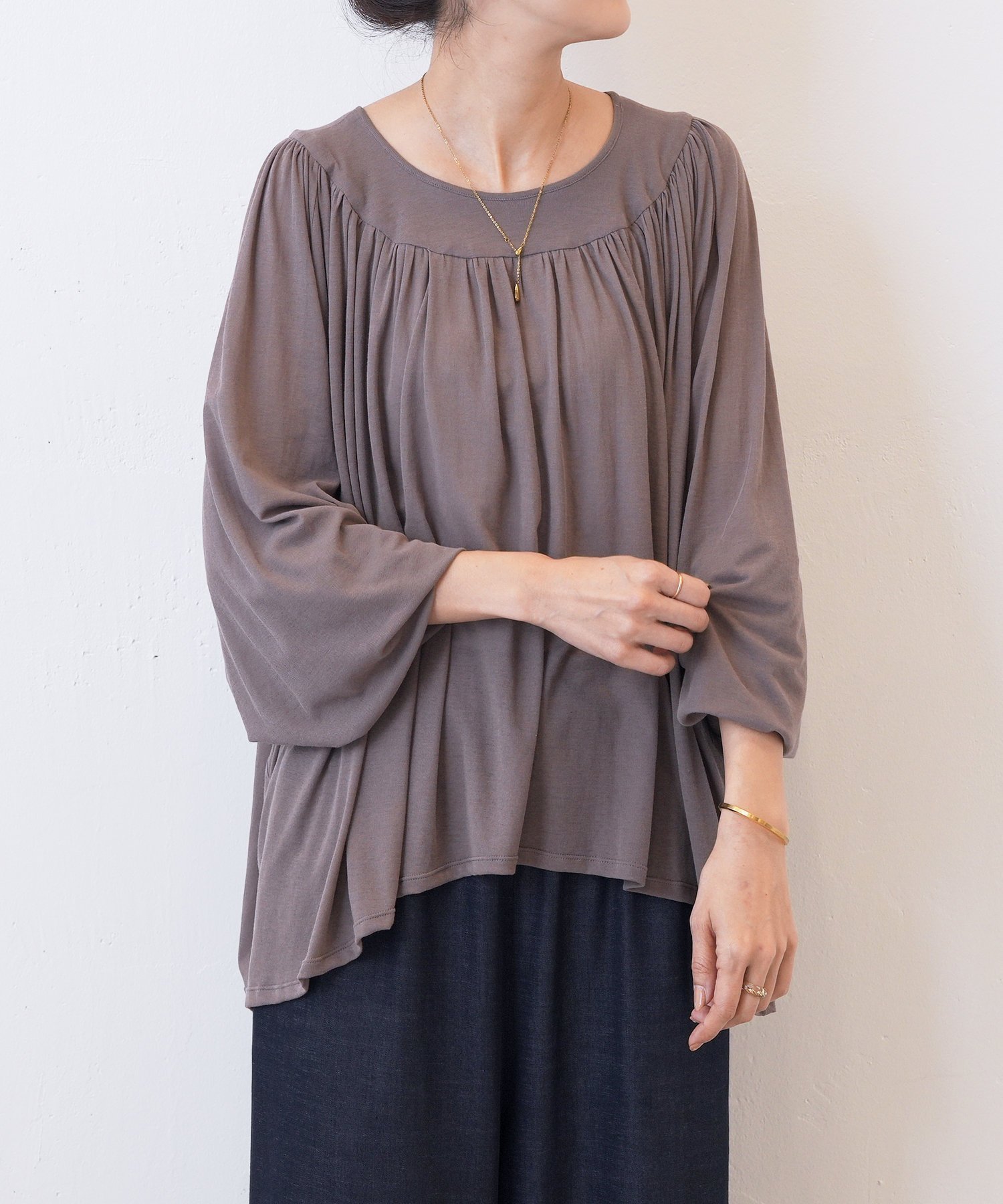 【その他のブランド/Other】のシアーギャザーカットソー インテリア・キッズ・メンズ・レディースファッション・服の通販 founy(ファニー) 　ファッション　Fashion　レディースファッション　Ladies' Fashion Online　トップス・カットソー　Tops/Tshirt　カットソー　Cut and Sewn　おすすめ　Recommend　カットソー　Cut And Sew　ギャザー　Gather　シアー　Sheer　シンプル　Simple　モカ|ID: prp329100004599922 ipo3291000000032699663