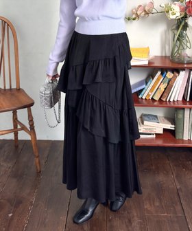【クリア/clear】のランダムフリルロングスカート 人気、トレンドファッション・服の通販 founy(ファニー) ファッション Fashion レディースファッション Ladies' Fashion Online スカート Skirt ロングスカート Long Skirt スウェット Sweat エレガント 上品 Elegant |ID:prp329100004599941