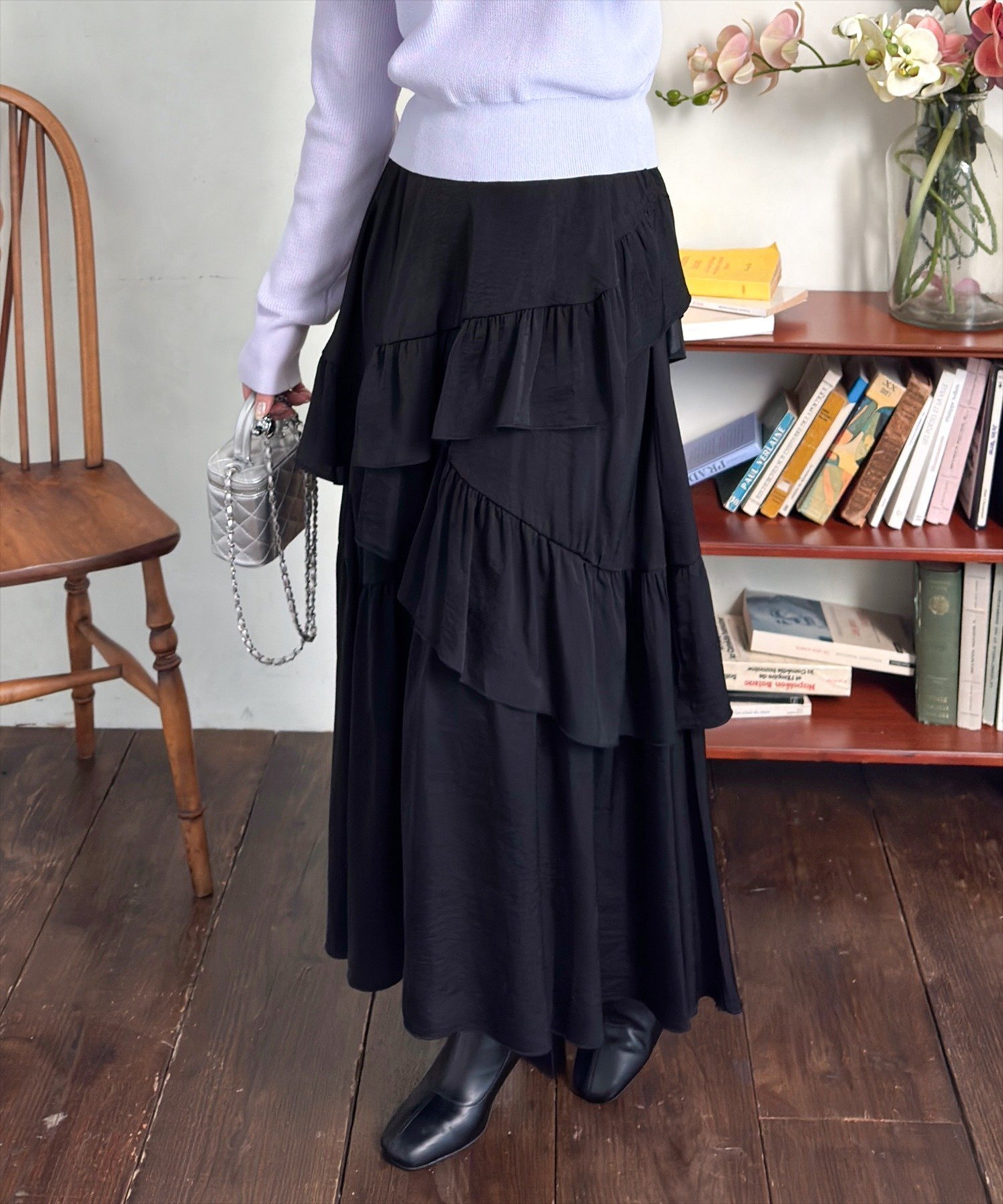 【クリア/clear】のランダムフリルロングスカート 人気、トレンドファッション・服の通販 founy(ファニー) 　ファッション　Fashion　レディースファッション　Ladies' Fashion Online　スカート　Skirt　ロングスカート　Long Skirt　スウェット　Sweat　エレガント 上品　Elegant　 other-1|ID: prp329100004599941 ipo3291000000032699824