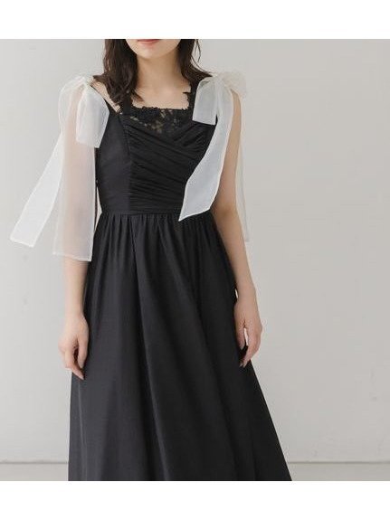 【スナイデル/SNIDEL】のデコルテレースワンピース インテリア・キッズ・メンズ・レディースファッション・服の通販 founy(ファニー) 　ファッション　Fashion　レディースファッション　Fashion for Women　ワンピース　Dresses　インナー　Innerwear　エレガント 上品　Elegant　ギャザー　Gathered, Ruffled　シアー　Sheer, See-Through　シフォン　Chiffon, Lightweight Fabric　ストレート　Straight, Straight Cut　スペシャル　Special, Limited Edition　デコルテ　Décolleté, Neckline　ドッキング　Docking, Mixed Material　ドレープ　Drape, Draping Fabric　フロント　Front, Front Design　プリント　Print, Printed Pattern　無地　Plain, Solid Color　リボン　Ribbon, Bow　リュクス　Luxury, Elegant, High-End, Chic　レース　Lace, Lace Fabric　ロマンティック　Romantic, Feminine Style　ロング　Long, Long-Length　おすすめ　Recommended / Our Picks　BLK[009]|ID: prp329100004599961 ipo3291000000032700012