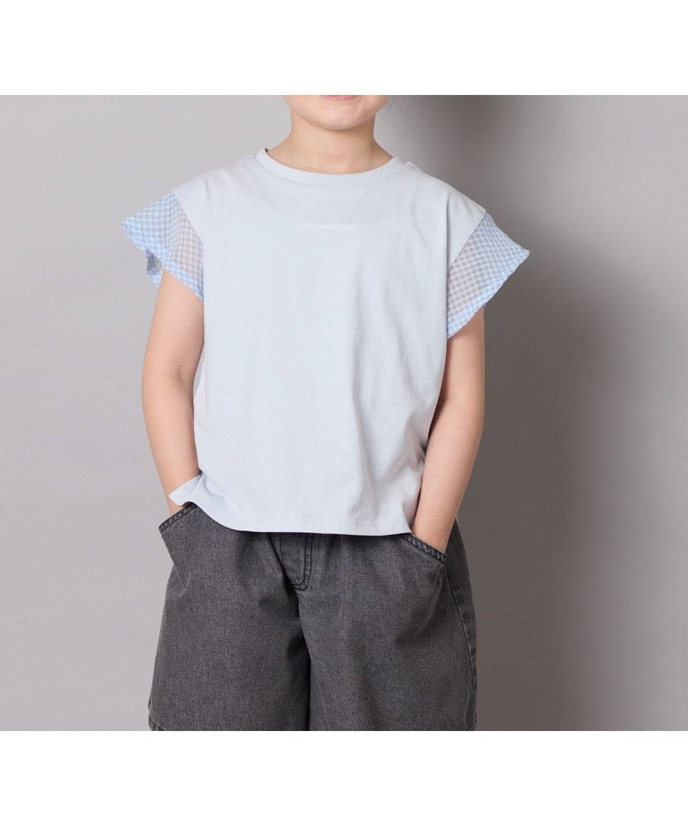 【アー ヴェー ヴェー/a.v.v / KIDS】の【接触冷感/ジメジメ対策】 100-160 シアーギンガムフレアスリーブTシャツ インテリア・キッズ・メンズ・レディースファッション・服の通販 founy(ファニー) 　ファッション　Fashion　キッズファッション　Fashion for Kids　インナー　Innerwear　ギンガム　Gingham, Gingham Fabric　クール　Cool, Chic　ショート　Short, Short Length　シンプル　Simple, Minimal　定番　Standard, Basic Item　人気　Popular, Best Seller　フリル　Frill, Ruffle　ボトム　Bottoms, Lower Wear　ラベンダー　Lavender　ワイド　Wide, Wide Fit　再入荷　Restock / Back in Stock　おすすめ　Recommended / Our Picks　夏　Summer　エレガント 上品　Elegant　ライトブルー|ID: prp329100004599967 ipo3291000000032700043