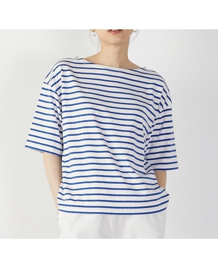 【メルローズ クレール/MELROSE claire】の【ボーダーボートネックシンプルTシャツ】 インテリア・キッズ・メンズ・レディースファッション・服の通販 founy(ファニー) https://founy.com/ ファッション Fashion レディースファッション Ladies' Fashion Online トップス・カットソー Tops/Tshirt シャツ/ブラウス Shirts/Blouses ロング / Tシャツ T-Shirts おすすめ Recommend カーディガン Cardigan シンプル Simple ボーダー Border |ID: prp329100004599981 ipo3291000000032700177