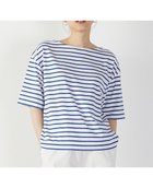 【メルローズ クレール/MELROSE claire】の【ボーダーボートネックシンプルTシャツ】 ホワイト×ブルー|ID: prp329100004599981 ipo3291000000032700178