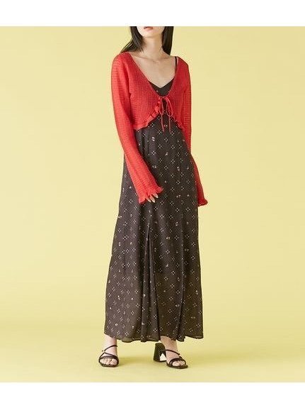 【リリーブラウン/Lily Brown】のカーデセットバリエーションワンピース インテリア・キッズ・メンズ・レディースファッション・服の通販 founy(ファニー) 　ファッション　Fashion　レディースファッション　Fashion for Women　ワンピース　Dresses　イエロー　Yellow　カーディガン　Cardigan, Knitwear　キャミワンピース　Cami Dress, Slip Dress　グラデーション　Gradient, Ombre　コンパクト　Compact, Small Size　シアー　Sheer, See-Through　チェック　Check, Plaid, Tartan　ドット　Polka Dot, Dot Pattern　バランス　Balance, Style Balance　プリント　Print, Printed Pattern　ボレロ　Bolero, Short Cardigan　マーメイド　Mermaid, Fishtail Silhouette　ワッフル　Waffle, Waffle Knit　ヴィンテージ　Vintage Style　BLK[009]|ID: prp329100004599999 ipo3291000000033319678