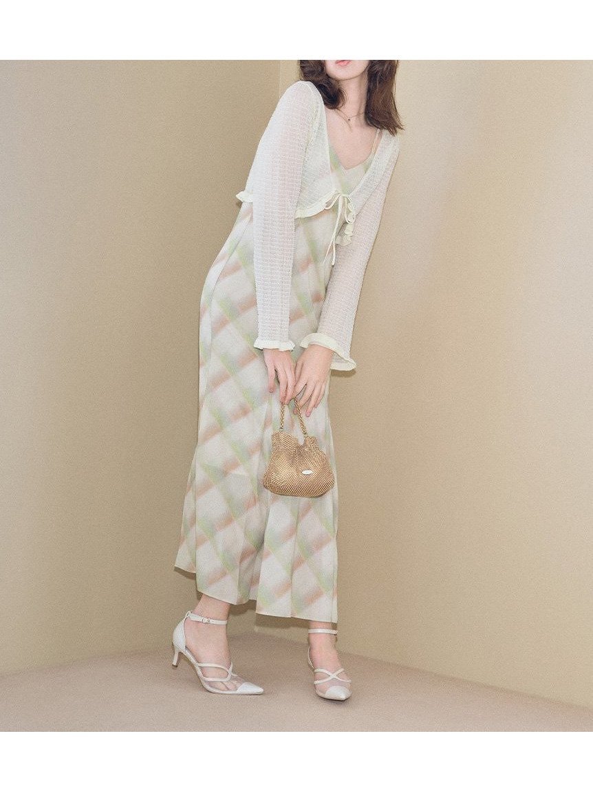 【リリーブラウン/Lily Brown】のカーデセットバリエーションワンピース インテリア・キッズ・メンズ・レディースファッション・服の通販 founy(ファニー) 　ファッション　Fashion　レディースファッション　Fashion for Women　ワンピース　Dresses　イエロー　Yellow　カーディガン　Cardigan, Knitwear　キャミワンピース　Cami Dress, Slip Dress　グラデーション　Gradient, Ombre　コンパクト　Compact, Small Size　シアー　Sheer, See-Through　チェック　Check, Plaid, Tartan　ドット　Polka Dot, Dot Pattern　バランス　Balance, Style Balance　プリント　Print, Printed Pattern　ボレロ　Bolero, Short Cardigan　マーメイド　Mermaid, Fishtail Silhouette　ワッフル　Waffle, Waffle Knit　ヴィンテージ　Vintage Style　YEL[032]|ID: prp329100004599999 ipo3291000000033319679