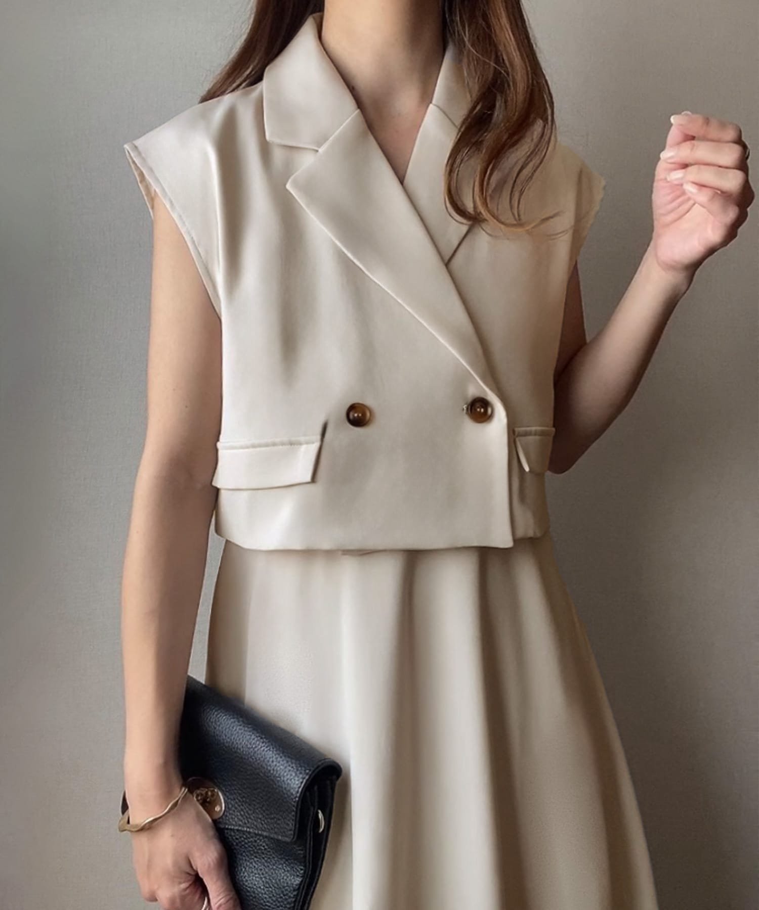 【ジュノア/JUNOAH】のFILLOU ベスト+ワンピース set インテリア・キッズ・メンズ・レディースファッション・服の通販 founy(ファニー) 　ファッション　Fashion　レディースファッション　Ladies' Fashion Online　アウター　Coat Outerwear　ベスト　Vest　アイボリー|ID: prp329100004600002 ipo3291000000032700328
