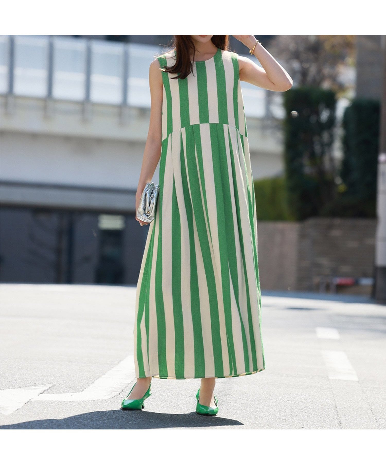 【ガール/GIRL】のストライプノースリーブロングワンピース インテリア・キッズ・メンズ・レディースファッション・服の通販 founy(ファニー) 　ファッション　Fashion　レディースファッション　Fashion for Women　ワンピース　Dresses　サマー　Summer, Summer Style　サンダル　Sandals, Summer Shoes　ストライプ　Stripe, Striped Pattern　ノースリーブ　Sleeveless, No-Sleeve　フレア　Flare, Flared　再入荷　Restock / Back in Stock　おすすめ　Recommended / Our Picks　エレガント 上品　Elegant　GRNOWH|ID: prp329100004600006 ipo3291000000033366059