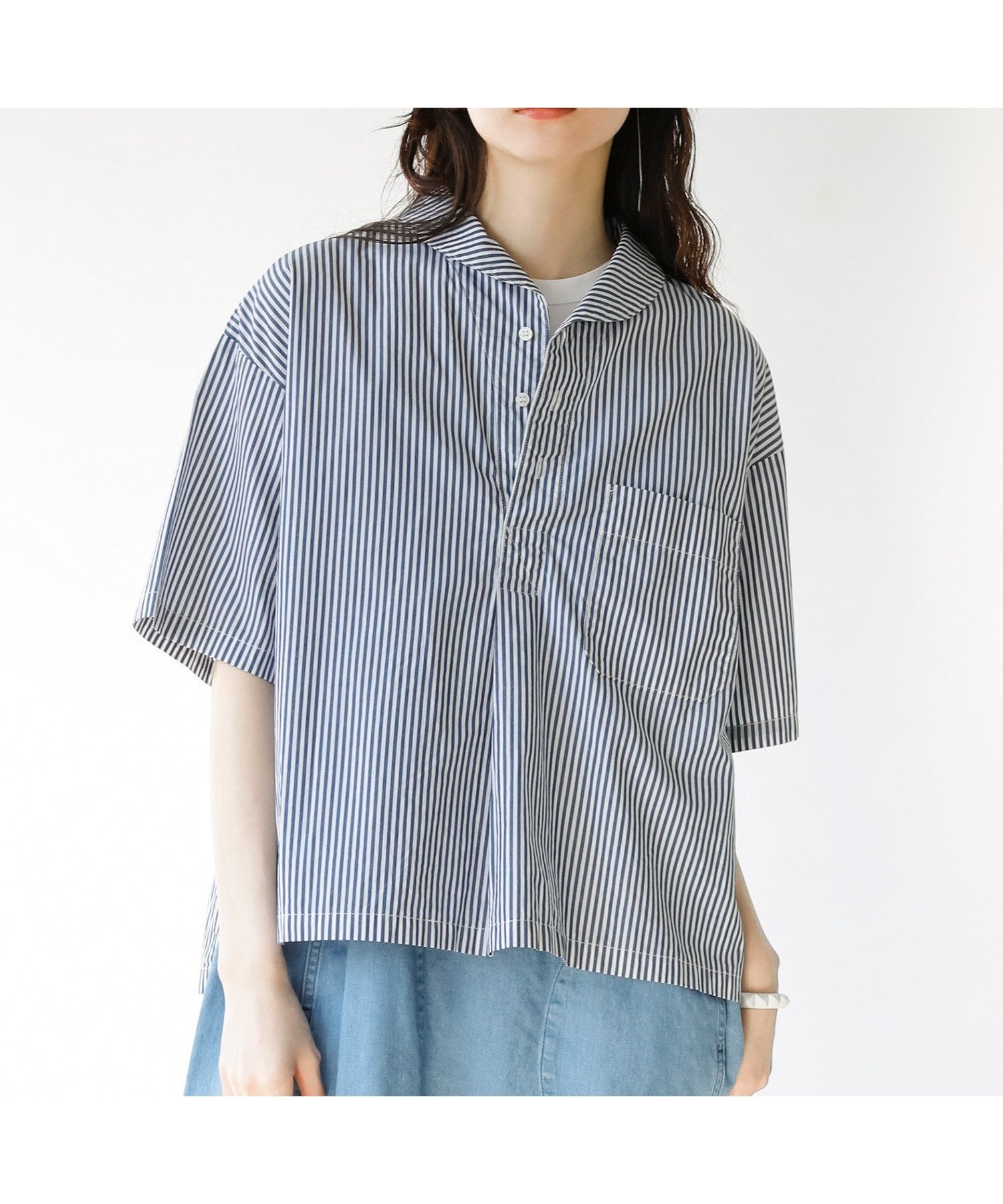 【ドミンゴ/DOMINGO】の50S先染めブロードストライプ S/Sフェザープルオーバー 人気、トレンドファッション・服の通販 founy(ファニー) 　ファッション　Fashion　レディースファッション　Ladies' Fashion Online　トップス・カットソー　Tops/Tshirt　プルオーバー　Pullover　ストライプ　Stripe　スリット　Slit　フェザー　Feather　ブロード　Broad　ボトム　Bottom　S/S・春夏　Ss・Spring/Summer　おすすめ　Recommend　夏　Summer　エレガント 上品　Elegant　 other-1|ID: prp329100004600023 ipo3291000000032700508