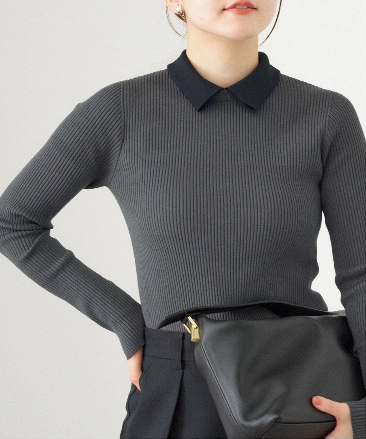 【イエナ/IENA】のバイカラー 襟RIBホールガーメントプルオーバー 人気、トレンドファッション・服の通販 founy(ファニー) 　ファッション　Fashion　レディースファッション　Ladies' Fashion Online　トップス・カットソー　Tops/Tshirt　プルオーバー　Pullover　2025年　2025　2025-2026秋冬・A/W　Aw/Autumn/Winter/Fw/Fall/2025-2026　ベーシック　Basic　ホールガーメント　Whole Garment　リブニット　Rib Knit　レース　Race　ロング　Long　吸水　Water Absorption　春　Spring　秋　Autumn/Fall　 other-1|ID: prp329100004600025 ipo3291000000032700513