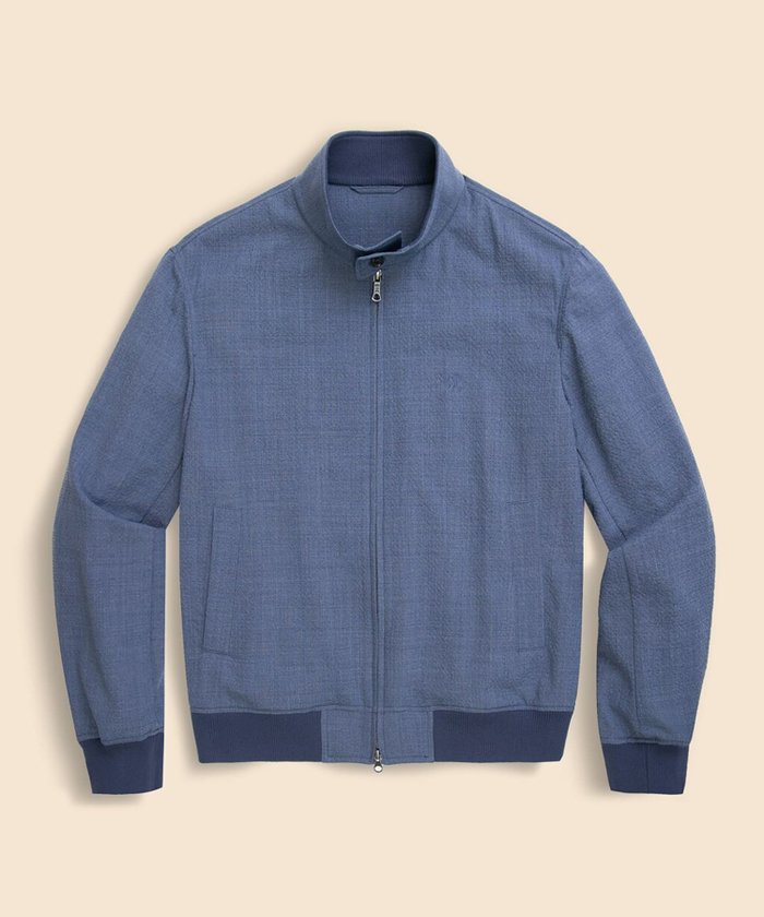 【ブルックス ブラザーズ/Brooks Brothers / MEN】のポリエステル/ウール シアサッカー ボマージャケット インテリア・キッズ・メンズ・レディースファッション・服の通販 founy(ファニー) https://founy.com/ ファッション Fashion メンズファッション Men's Style Online スタンド Stand セーター Sweater フロント Front ポケット Pocket ライナー Liner 犬 Dog |ID: prp329100004600054 ipo3291000000032700748