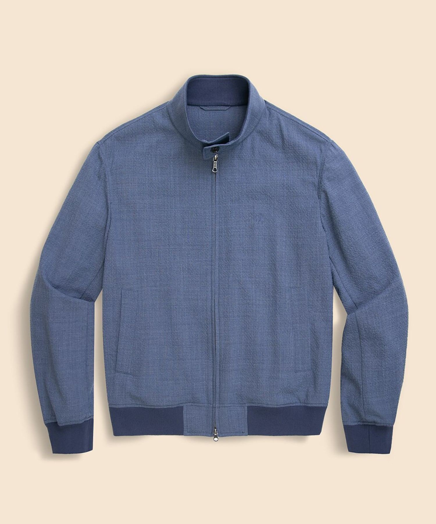【ブルックス ブラザーズ/Brooks Brothers / MEN】のポリエステル/ウール シアサッカー ボマージャケット インテリア・キッズ・メンズ・レディースファッション・服の通販 founy(ファニー) 　ファッション　Fashion　メンズファッション　Men's Style Online　スタンド　Stand　セーター　Sweater　フロント　Front　ポケット　Pocket　ライナー　Liner　犬　Dog　ライトブルー|ID: prp329100004600054 ipo3291000000032700749