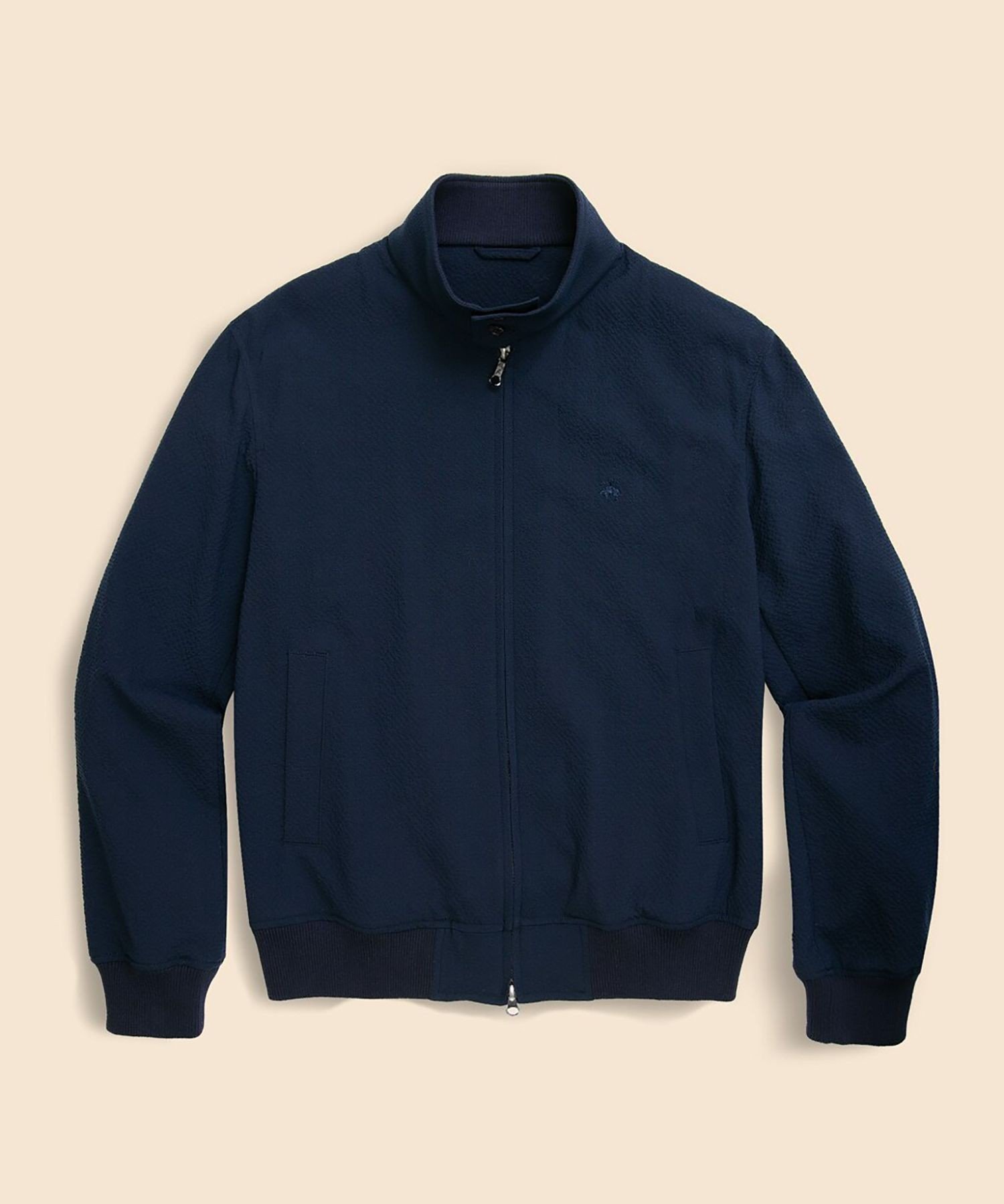 【ブルックス ブラザーズ/Brooks Brothers / MEN】のポリエステル/ウール シアサッカー ボマージャケット インテリア・キッズ・メンズ・レディースファッション・服の通販 founy(ファニー) 　ファッション　Fashion　メンズファッション　Men's Style Online　スタンド　Stand　セーター　Sweater　フロント　Front　ポケット　Pocket　ライナー　Liner　犬　Dog　ネイビー|ID: prp329100004600054 ipo3291000000032700751