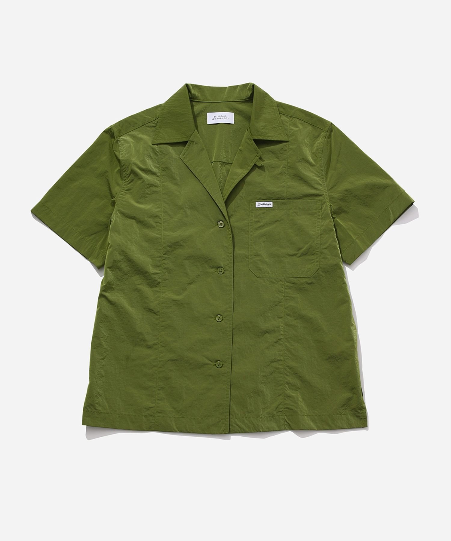 【サタデイズ ニューヨークシティ/SATURDAYS NYC】のDani Nylon Camp Collar Shirt インテリア・キッズ・メンズ・レディースファッション・服の通販 founy(ファニー) 　ファッション　Fashion　レディースファッション　Ladies' Fashion Online　トップス・カットソー　Tops/Tshirt　シャツ/ブラウス　Shirts/Blouses　おすすめ　Recommend　セットアップ　Set Up　リラックス　Relax　半袖　Short Sleeve　定番　Standard　キミドリ(34)|ID: prp329100004600103 ipo3291000000032701062