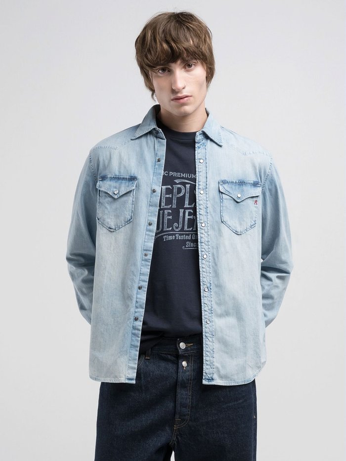 【その他のブランド/Other】のR刺繍入りウエスタンデニムシャツ インテリア・キッズ・メンズ・レディースファッション・服の通販 founy(ファニー) https://founy.com/ ファッション Fashion メンズファッション Men's Style Online ウエスタン Western フィット Fit フラップ Flap ブリーチ Bleach ポケット Pocket レギュラー Regular |ID: prp329100004600131 ipo3291000000032701276