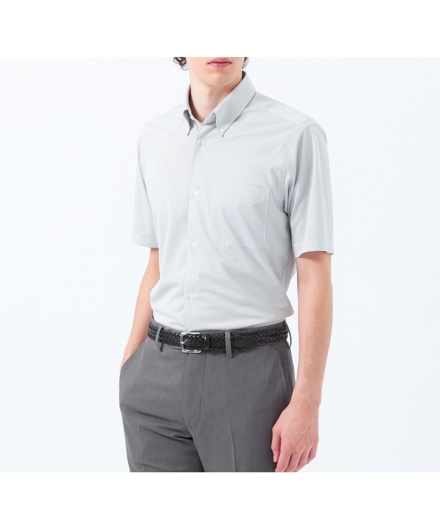 【マッキントッシュ フィロソフィー/MACKINTOSH PHILOSOPHY / MEN】の【WEB 一部店舗限定】トロッター オックス/ストライプ スクエアボタンダウン半袖シャツ インテリア・キッズ・メンズ・レディースファッション・服の通販 founy(ファニー) 　ファッション　Fashion　メンズファッション　Men's Style Online　オックス　Ox　春　Spring　コレクション　Collection　吸水　Water Absorption　シェイプ　Shape　シンプル　Simple　ジャージー　Jersey　スクエア　Square　ストライプ　Stripe　ストレッチ　Stretch　半袖　Short Sleeve　おすすめ　Recommend　夏　Summer　グレーストライプ|ID: prp329100004600149 ipo3291000000032701388