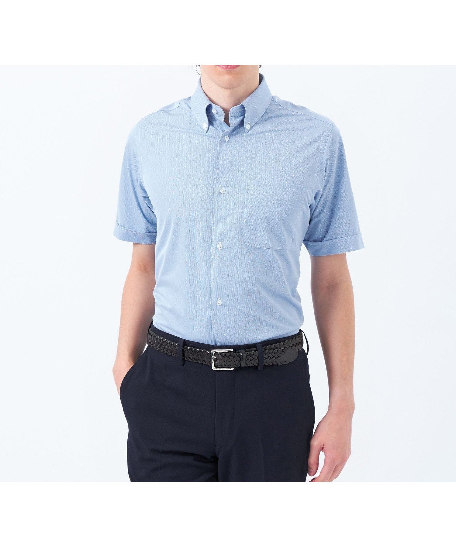【マッキントッシュ フィロソフィー/MACKINTOSH PHILOSOPHY / MEN】の【WEB 一部店舗限定】トロッター オックス/ストライプ スクエアボタンダウン半袖シャツ インテリア・キッズ・メンズ・レディースファッション・服の通販 founy(ファニー) 　ファッション　Fashion　メンズファッション　Men's Style Online　オックス　Ox　春　Spring　コレクション　Collection　吸水　Water Absorption　シェイプ　Shape　シンプル　Simple　ジャージー　Jersey　スクエア　Square　ストライプ　Stripe　ストレッチ　Stretch　半袖　Short Sleeve　おすすめ　Recommend　夏　Summer　ブルーメランジ|ID: prp329100004600149 ipo3291000000032701389