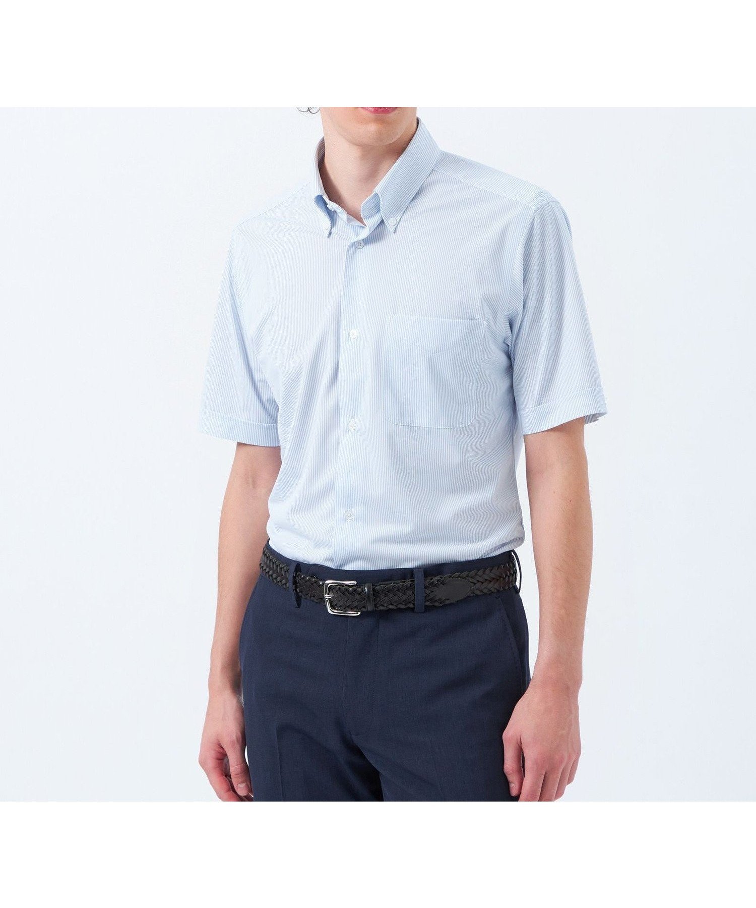 【マッキントッシュ フィロソフィー/MACKINTOSH PHILOSOPHY / MEN】の【WEB 一部店舗限定】トロッター オックス/ストライプ スクエアボタンダウン半袖シャツ インテリア・キッズ・メンズ・レディースファッション・服の通販 founy(ファニー) 　ファッション　Fashion　メンズファッション　Men's Style Online　オックス　Ox　春　Spring　コレクション　Collection　吸水　Water Absorption　シェイプ　Shape　シンプル　Simple　ジャージー　Jersey　スクエア　Square　ストライプ　Stripe　ストレッチ　Stretch　半袖　Short Sleeve　おすすめ　Recommend　夏　Summer　ブルーストライプ|ID: prp329100004600149 ipo3291000000032701390