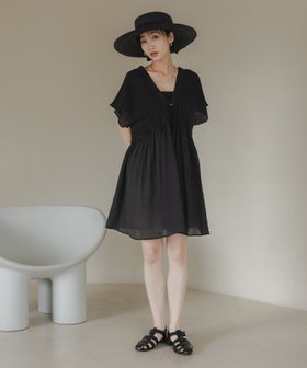 【ローリーズファーム/LOWRYS FARM】のシャーリングチュニックフレンチスリーブ 人気、トレンドファッション・服の通販 founy(ファニー) ファッション Fashion レディースファッション Fashion for Women トップス・カットソー Cut & Sew Tops おすすめ Recommended / Our Picks シアー Sheer, See-Through シャーリング Shirring, Ruched チェック Check, Plaid, Tartan チュニック Tunic, Long Top デニム Denim, Jeans Material 夏 Summer |ID:prp329100004600163