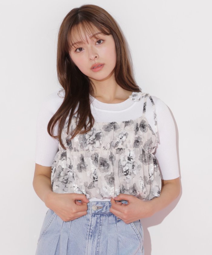 【その他のブランド/Other】のバルーンフリルキャミ付きニットセット インテリア・キッズ・メンズ・レディースファッション・服の通販 founy(ファニー) https://founy.com/ ファッション Fashion レディースファッション Ladies' Fashion Online トップス・カットソー Tops/Tshirt ニット Knit Tops キャミソール / ノースリーブ No Sleeves キャミソール Camisole デニム Denim バルーン Balloon フリル Frills リボン Ribbon |ID: prp329100004600173 ipo3291000000032701557