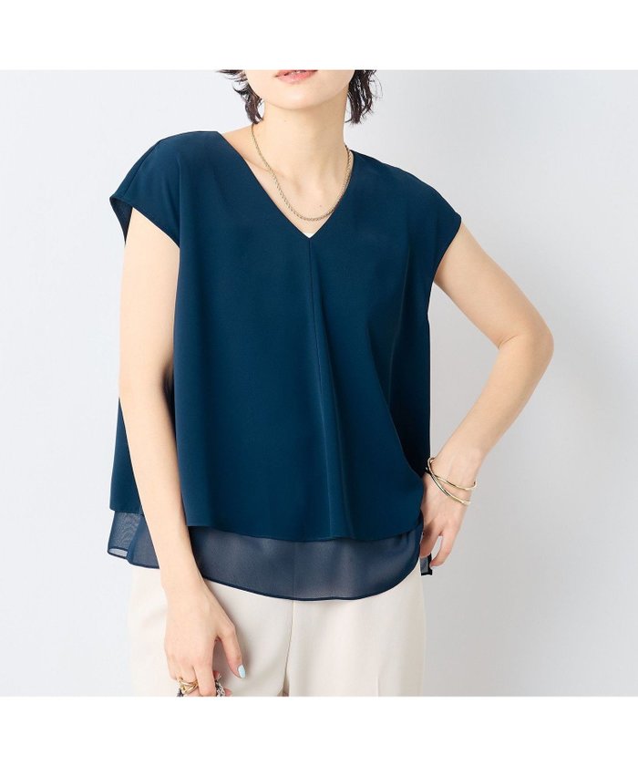 【ノーリーズ/NOLLEY'S】のレイヤードVネックブラウス インテリア・キッズ・メンズ・レディースファッション・服の通販 founy(ファニー) https://founy.com/ ファッション Fashion レディースファッション Ladies' Fashion Online トップス・カットソー Tops/Tshirt シャツ/ブラウス Shirts/Blouses Vネック V-Neck 2025年 2025 2025春夏・S/S Ss,Spring/Summer,2025 おすすめ Recommend インナー Inner サテン Satin シフォン Chiffon シンプル Simple ジャケット Jacket ドレープ Drape バランス Balance フロント Front ビジネス 仕事 通勤 Business |ID: prp329100004600174 ipo3291000000032701572