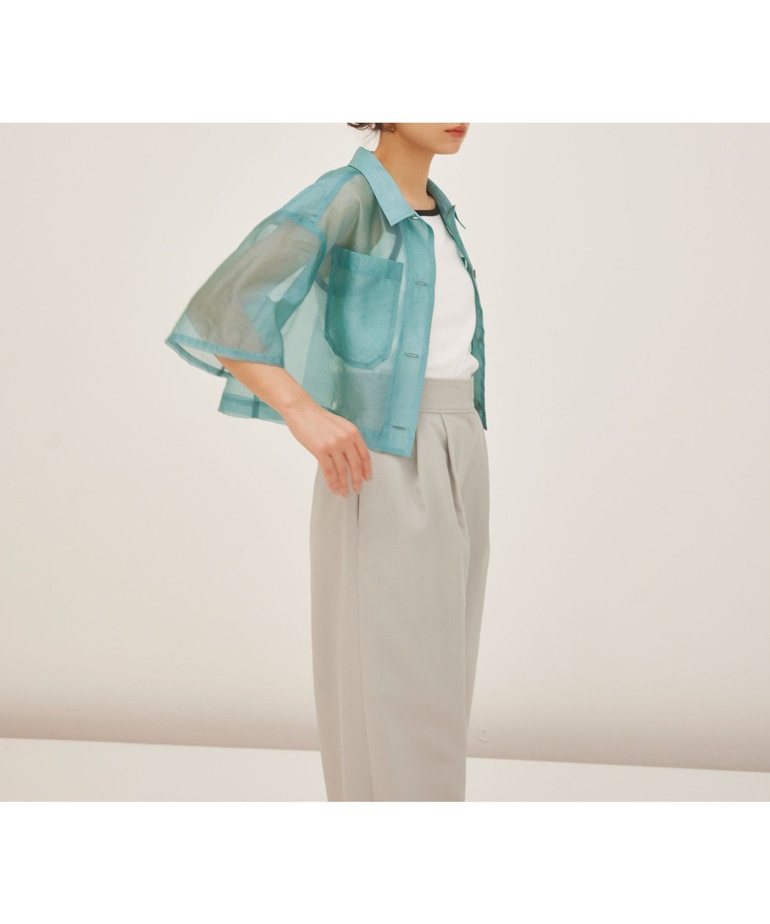 【その他のブランド/Other】のEMMEL REFINES EM ビッグポケット シアーシャツ インテリア・キッズ・メンズ・レディースファッション・服の通販 founy(ファニー) 　ファッション　Fashion　レディースファッション　Ladies' Fashion Online　トップス・カットソー　Tops/Tshirt　シャツ/ブラウス　Shirts/Blouses　2024年　2024　2024春夏・S/S　Ss,Spring/Summer,2024　オーガンジー　Organdy　サロペット　Overalls　シアー　Sheer　ショート　Short　トレンド　Trend　バランス　Balance　ビッグ　Big　フィット　Fit　ボトム　Bottom　ポケット　Pocket　ワイド　Wide　夏　Summer　春　Spring　TURQUOISE|ID: prp329100004600189 ipo3291000000032701705