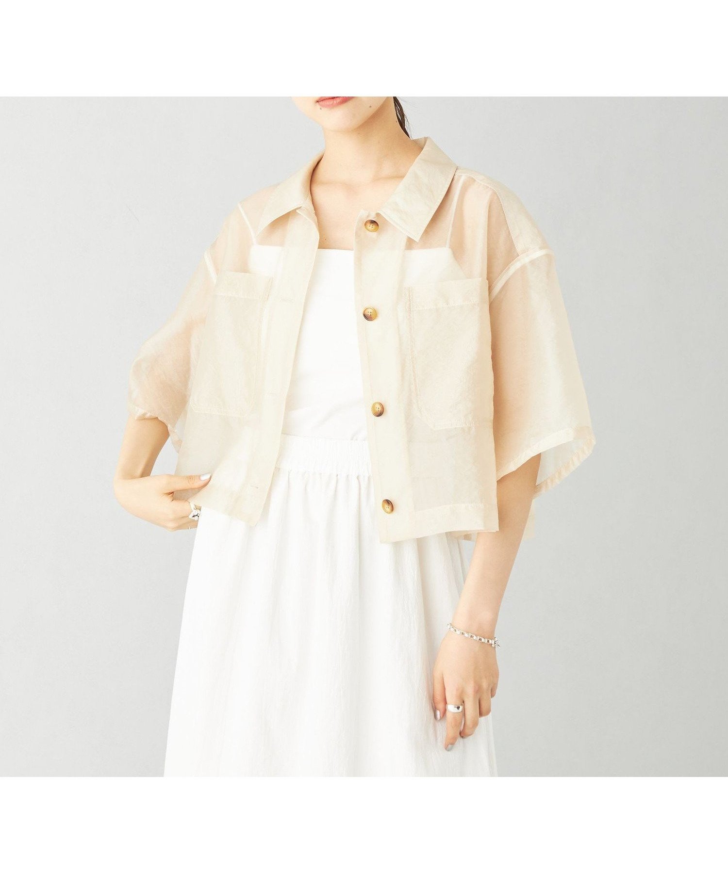 【その他のブランド/Other】のEMMEL REFINES EM ビッグポケット シアーシャツ インテリア・キッズ・メンズ・レディースファッション・服の通販 founy(ファニー) 　ファッション　Fashion　レディースファッション　Ladies' Fashion Online　トップス・カットソー　Tops/Tshirt　シャツ/ブラウス　Shirts/Blouses　2024年　2024　2024春夏・S/S　Ss,Spring/Summer,2024　オーガンジー　Organdy　サロペット　Overalls　シアー　Sheer　ショート　Short　トレンド　Trend　バランス　Balance　ビッグ　Big　フィット　Fit　ボトム　Bottom　ポケット　Pocket　ワイド　Wide　夏　Summer　春　Spring　NATURAL|ID: prp329100004600189 ipo3291000000032701707