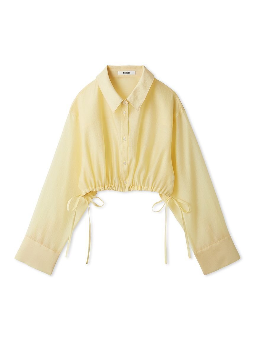 【スナイデル/SNIDEL】のシアーシャツ インテリア・キッズ・メンズ・レディースファッション・服の通販 founy(ファニー) 　ファッション　Fashion　レディースファッション　Fashion for Women　トップス・カットソー　Cut & Sew Tops　シャツ・ブラウス・オフィスカジュアル　Elegant Blouses & Button-Ups　おすすめ　Recommended / Our Picks　イエロー　Yellow　ウェーブ　Wavy Pattern　クロップド　Cropped, Short Length　コンパクト　Compact, Small Size　シアー　Sheer, See-Through　ドローストリング　Drawstring, Pull Cord　バランス　Balance, Style Balance　リボン　Ribbon, Bow　リラックス　Relax, Relaxed Fit　今季　This Season, Current Season　旅行　Travel　春　Spring　YEL[032]|ID: prp329100004600195 ipo3291000000033470203