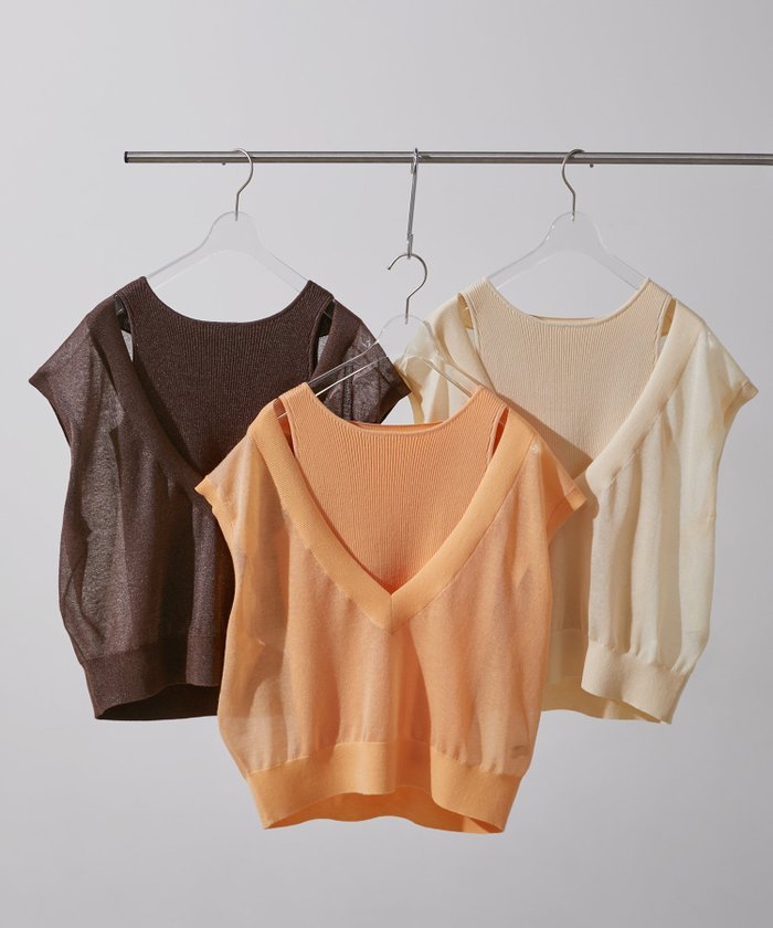 【エヌ ナチュラルビューティーベーシック/N.Natural Beauty basic】のVネックシアーニット タンクセット インテリア・キッズ・メンズ・レディースファッション・服の通販 founy(ファニー) https://founy.com/ ファッション Fashion レディースファッション Ladies' Fashion Online トップス・カットソー Tops/Tshirt ニット Knit Tops Vネック V-Neck インナー Inner タンク Tank バランス Balance フェミニン Feminine フラット Flat マニッシュ Mannish |ID: prp329100004600198 ipo3291000000032701748