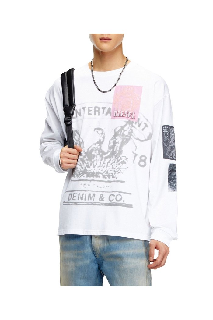【ディーゼル/DIESEL / MEN】のメンズ Tシャツ 長袖 グラフィック インテリア・キッズ・メンズ・レディースファッション・服の通販 founy(ファニー) https://founy.com/ ファッション Fashion メンズファッション Men's Style Online クール Cool グラフィック Graphic ジャージー Jersey ダメージ Damage パッチ Patch フィット Fit プリント Print メンズ Mens リラックス Relax 長袖 Long Sleeve |ID: prp329100004600202 ipo3291000000032701768