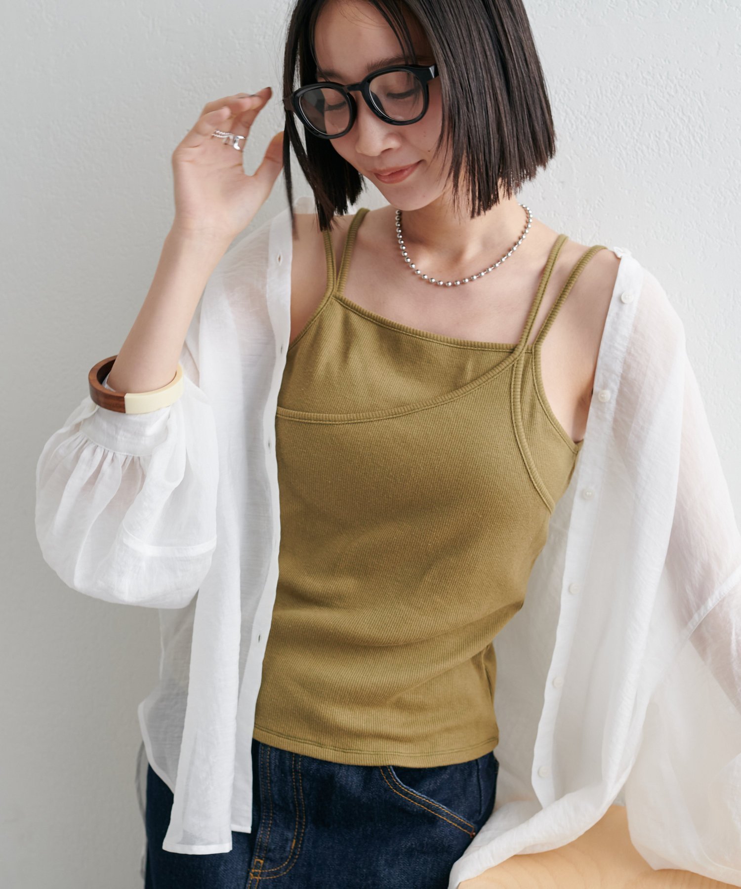【ディスコート/Discoat】のカップ付レイヤードキャミソール インテリア・キッズ・メンズ・レディースファッション・服の通販 founy(ファニー) 　ファッション　Fashion　レディースファッション　Ladies' Fashion Online　トップス・カットソー　Tops/Tshirt　キャミソール / ノースリーブ　No Sleeves　キャミ　Cami　キャミソール　Camisole　カーキ|ID: prp329100004600225 ipo3291000000032701920