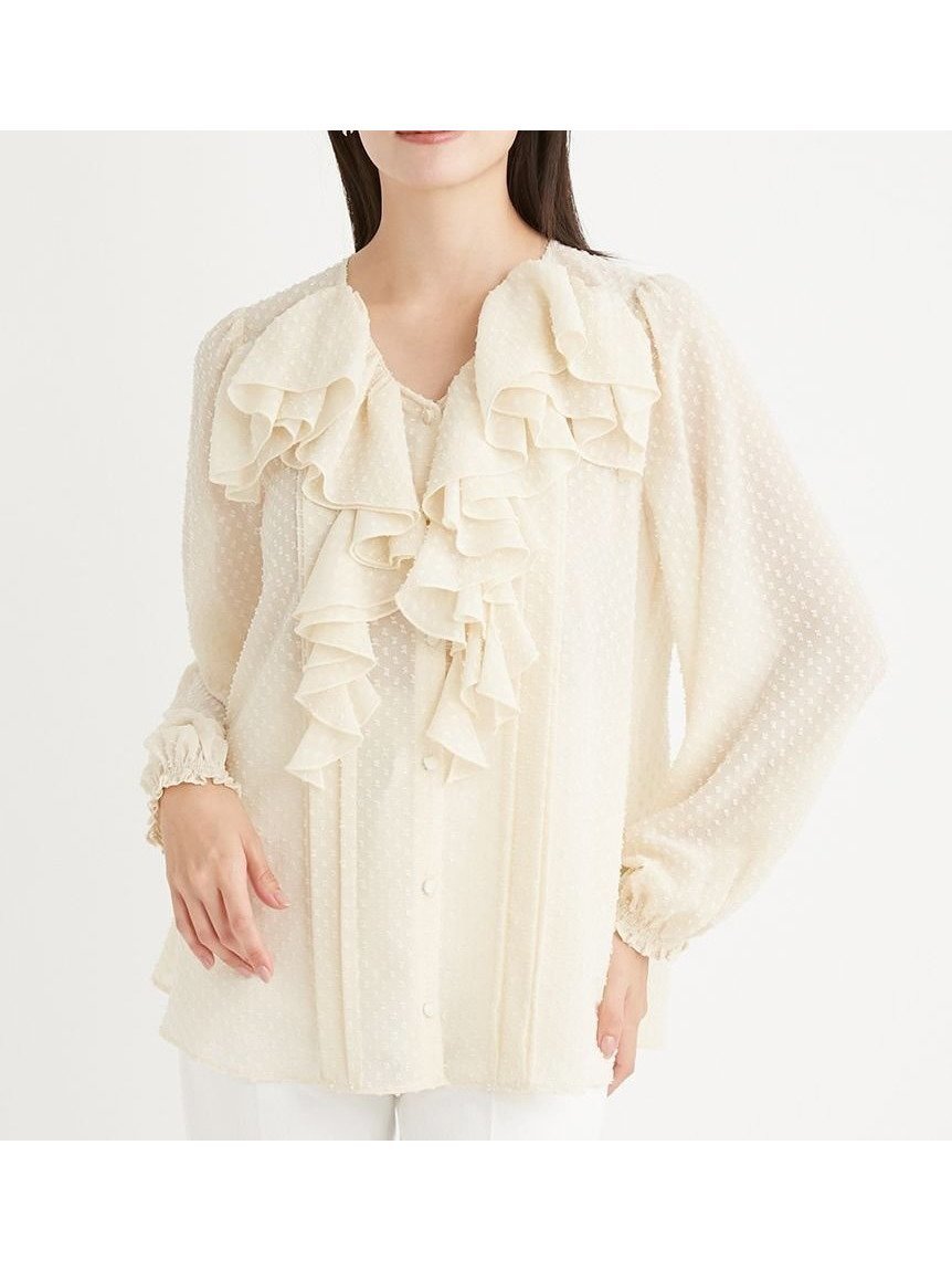 【セルフォード/CELFORD】のシフォンフリルブラウス インテリア・キッズ・メンズ・レディースファッション・服の通販 founy(ファニー) 　雑誌掲載アイテム　Magazine Items　ファッション雑誌　Fashion Magazines　ビジンヒャッカ　美人百花　ファッション　Fashion　レディースファッション　Ladies' Fashion Online　トップス・カットソー　Tops/Tshirt　シャツ/ブラウス　Shirts/Blouses　3月号　March Issue　おすすめ　Recommend　インナー　Inner　インナーキャミ　Inner Cami　キャミソール　Camisole　シフォン　Chiffon　シャーリング　Shirring　シルバー　Silver　ドット　Dot　フリル　Frills　ランダム　Random　無地　Plain Color　雑誌　Magazine　IVR[003]|ID: prp329100004600243 ipo3291000000032702030